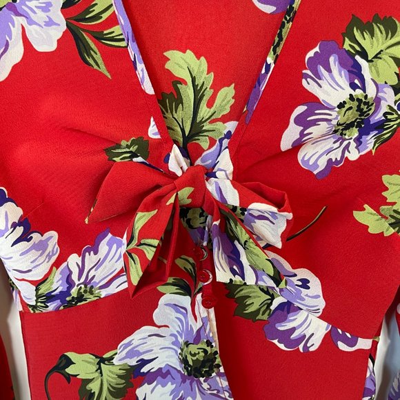 Topshop Felicity Floral Front Tie Blouse - Picture 7 of 12